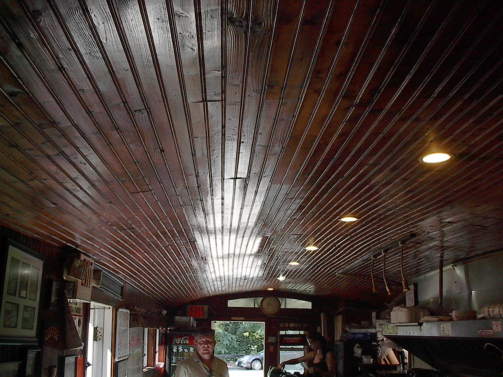 Winsted Diner - This now-old slat ceiling replaced the original braced metal ceiling.