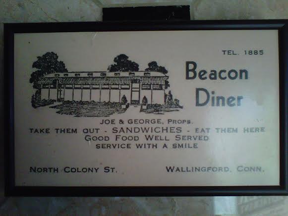 Plaque of Beacon Diner (now Cassidies in Meriden) posted in foyer of Colony Diner, which replaced it