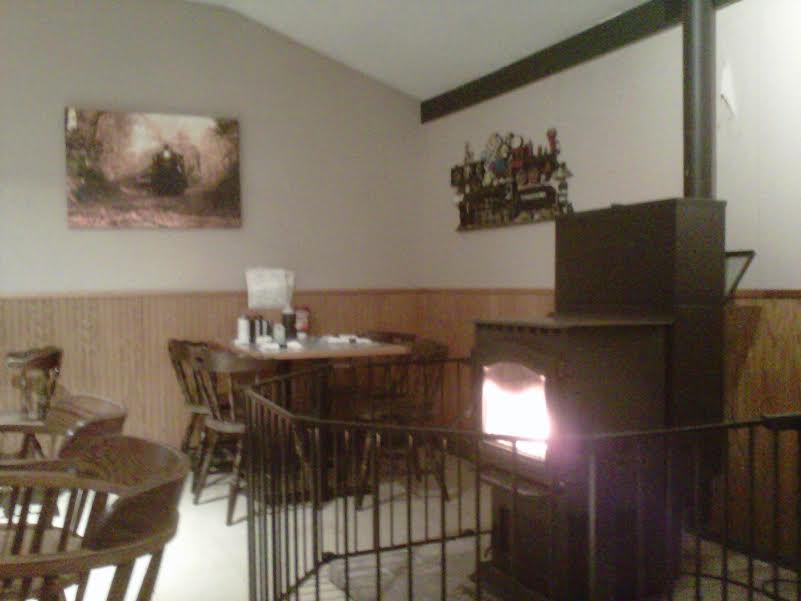 Track 9 Diner - Interior, casual seating near fireplace