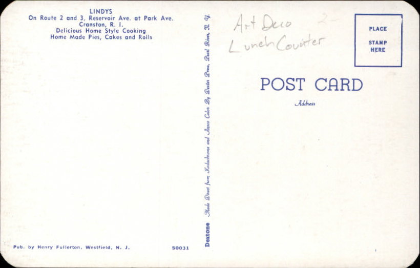 Lindy's Diner - Postcard (back)