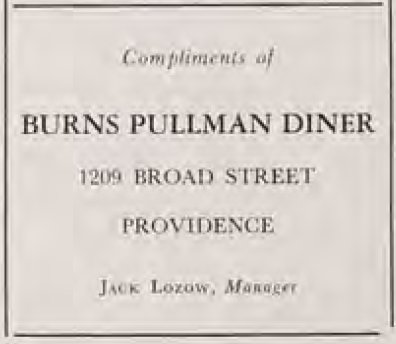 Burns Pullman Diner - URI Yearbook Ad (1949)