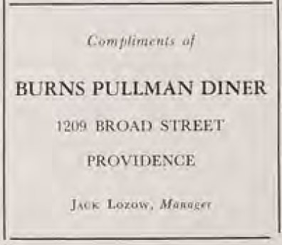 Burns Pullman Diner - URI Yearbook Ad (1949)